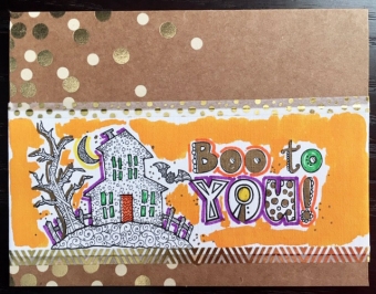 Boo to You! Haunted house Halloween card by DJ Inkers