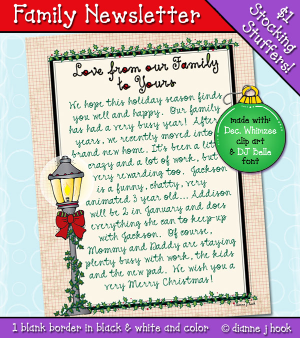 Holiday Family Newsletter Printable border by DJ Inkers