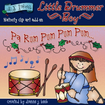 Little Drummer Boy clip art for Christmas by DJ Inkers