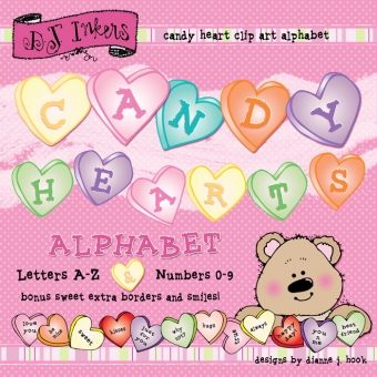 Candy Heart Letters clip art for Valentine's Day by DJ Inkers