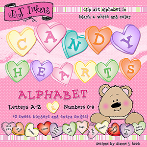 Candy Hearts Clip Art Alphabet Download