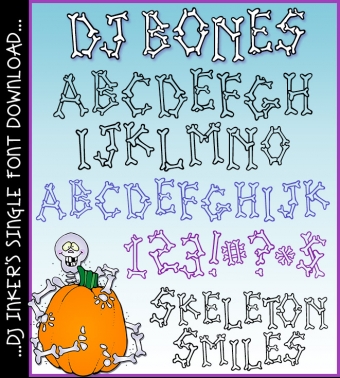 Fun bone lettering font for Halloween by DJ Inkers