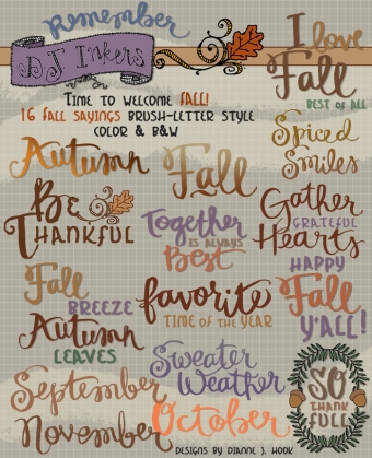 Fall Sayings and brush words for autumn by DJ Inkers