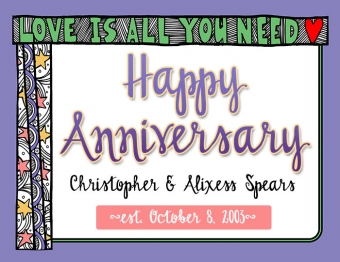 Happy Anniversary card with DJ Freestyle brush letter font