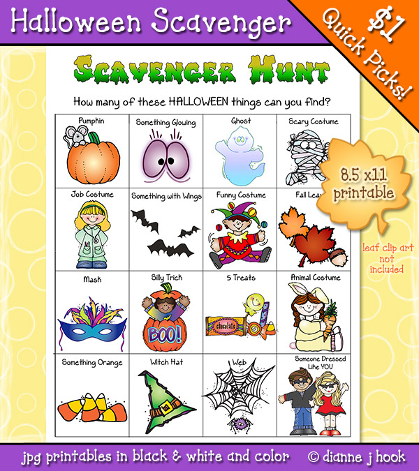 Fun Halloween scavenger hunt for kids and parties by DJ Inkers