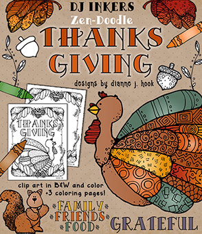 Thanksgiving Zen-Doodles Clip Art Download