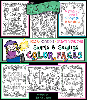 Swirls and Sayings - Printable Coloring Pages and Borders