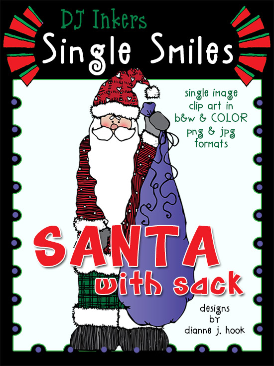 Cute clip art Santa and sack of toys by DJ Inkers