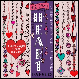 Decorate love notes, Valentines and cards with this cute heart dangle clip art by DJ Inkers