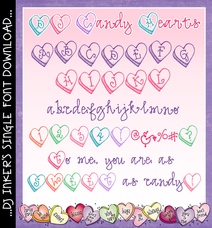 Cute Candy Hearts font for Valentine's Day by DJ Inkers