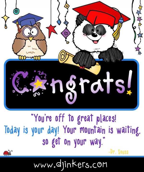 Wildly cute animal clip art and sayings for Graduation by DJ Inkers