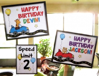 Cute car theme birthday speed limit signs by DJ Inkers