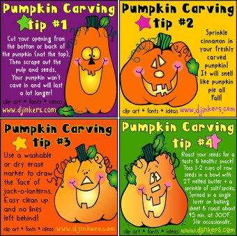 Pumpkin carving tips with clip art and font by DJ Inkers