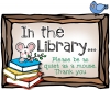 In the library sign with clip art and fonts by DJ Inkers