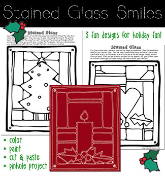 Holiday Stained Glass Printable Activity Download for kids and crafting
