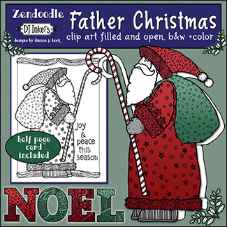 Father Christmas Zen-Doodle Clip Art Download