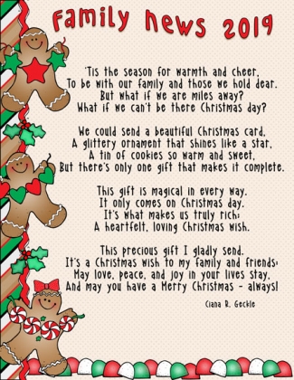 Cute Christmas newsletter made with gingerbread clip art by DJ Inkers