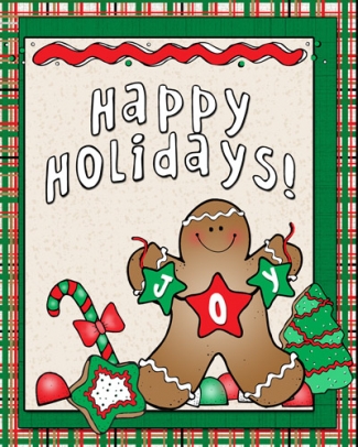 Cute happy holidays card made with gingerbread clip art by DJ Inkers