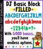 Type in big bold letters with a smile using DJ Basic Block Filled font byDJ Inkers