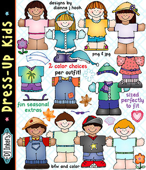 Dress Up Kids Clip Art and Printables Download