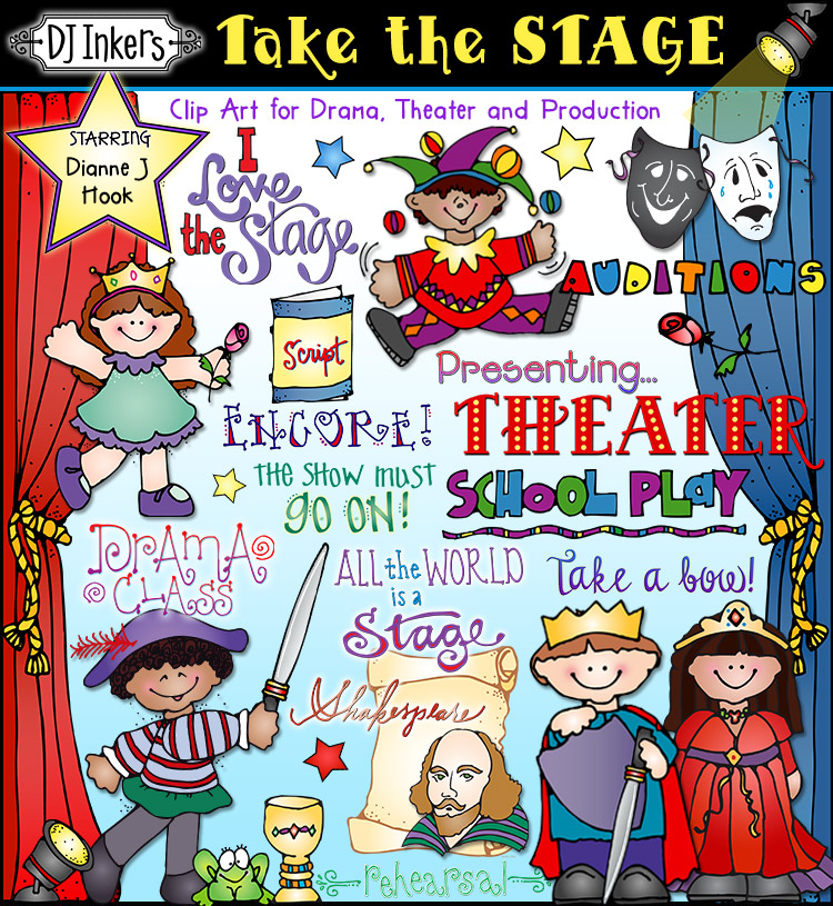 Fun clip art for drama class, theater and stage production by DJ Inkers
