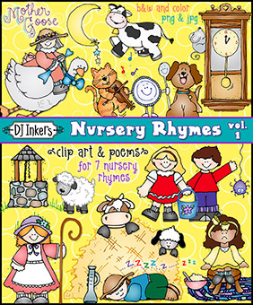 knitted nursery rhyme characters clipart