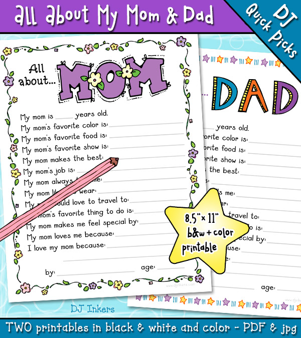 Find out how much kids know about Mom or Dad with this fun activity by DJ Inkers