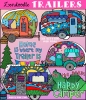 Fabulous zen doodle camping trailers clip art by DJ Inkers