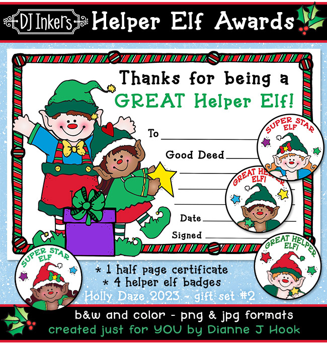 Helper Elf Award certificate by DJ Inkers