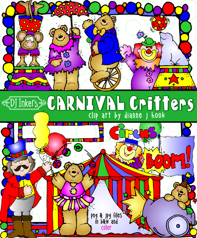 Circus and carnival clip art for kids by DJ Inkers