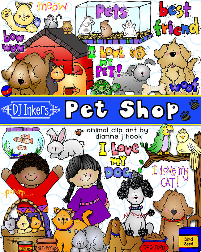 Dogs, cats and cute animal clip art by DJ Inkers