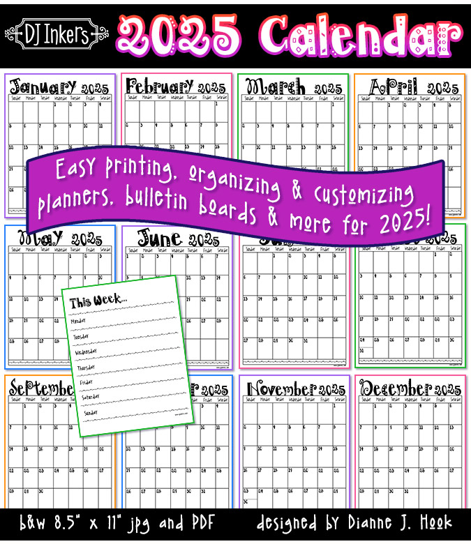 DJ Inkers' 2025 printable calendar download