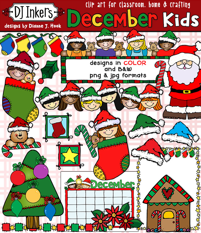 December Kids Clip Art for Christmas and the Holiday Season by DJ Inkers