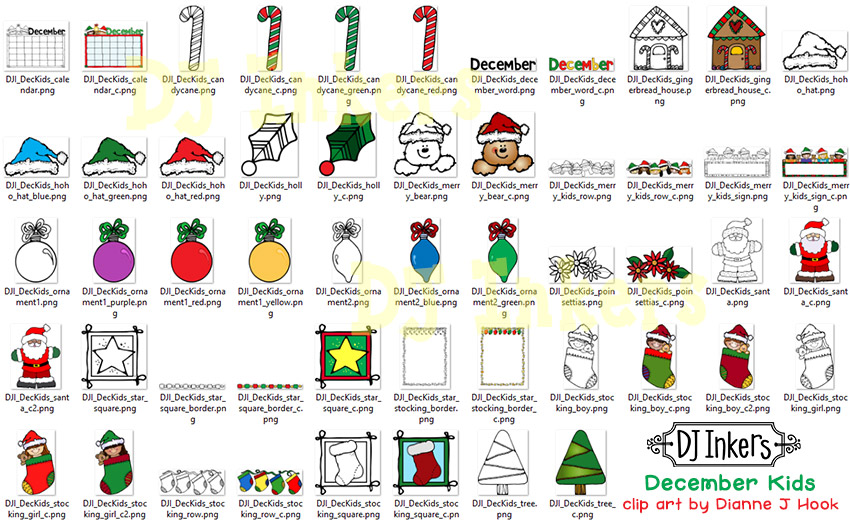 December Kids Clip Art for Christmas and the Holiday Season by DJ Inkers