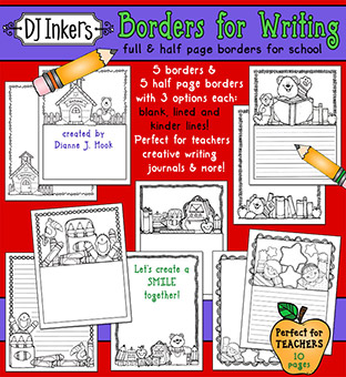 Summer borders for writing prompts, handwriting practice and journals