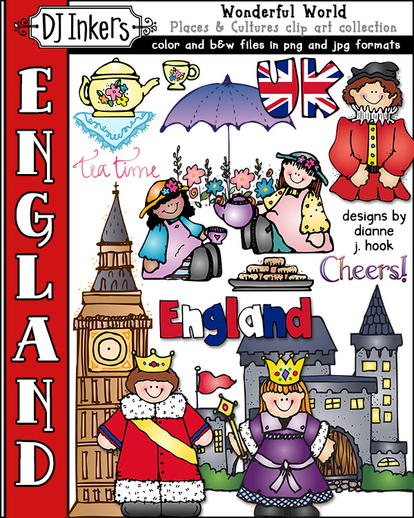 Jolly cute British clip art and smiles for the UK and England by DJ Inkers