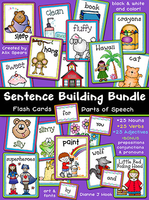 Sentence Building Bundle - Parts of Speech Flash Cards