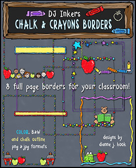 Chalk & Crayon Clip Art Borders for School