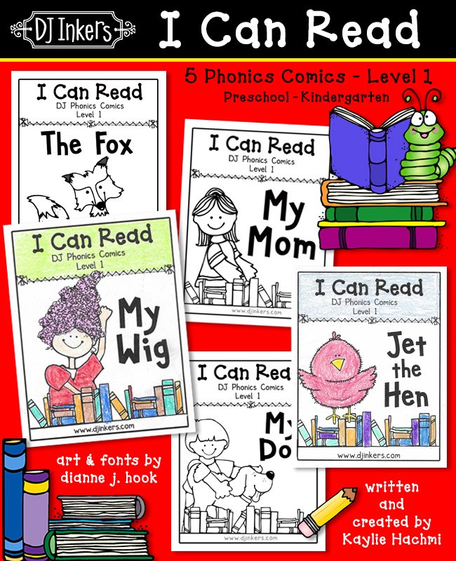 5 printable books for preschool and kindergarten readers by DJ Inkers