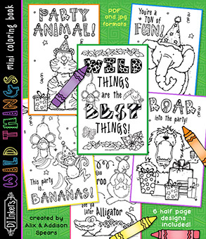 Wild Things Mini Coloring Book Party Favor Download