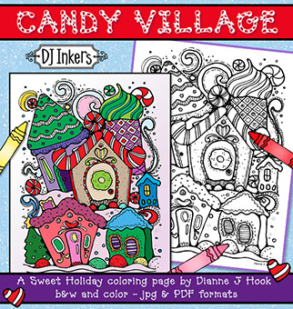 Candy Village Holiday Coloring Page Download