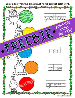 Alien Color Worksheet Printable Freebie